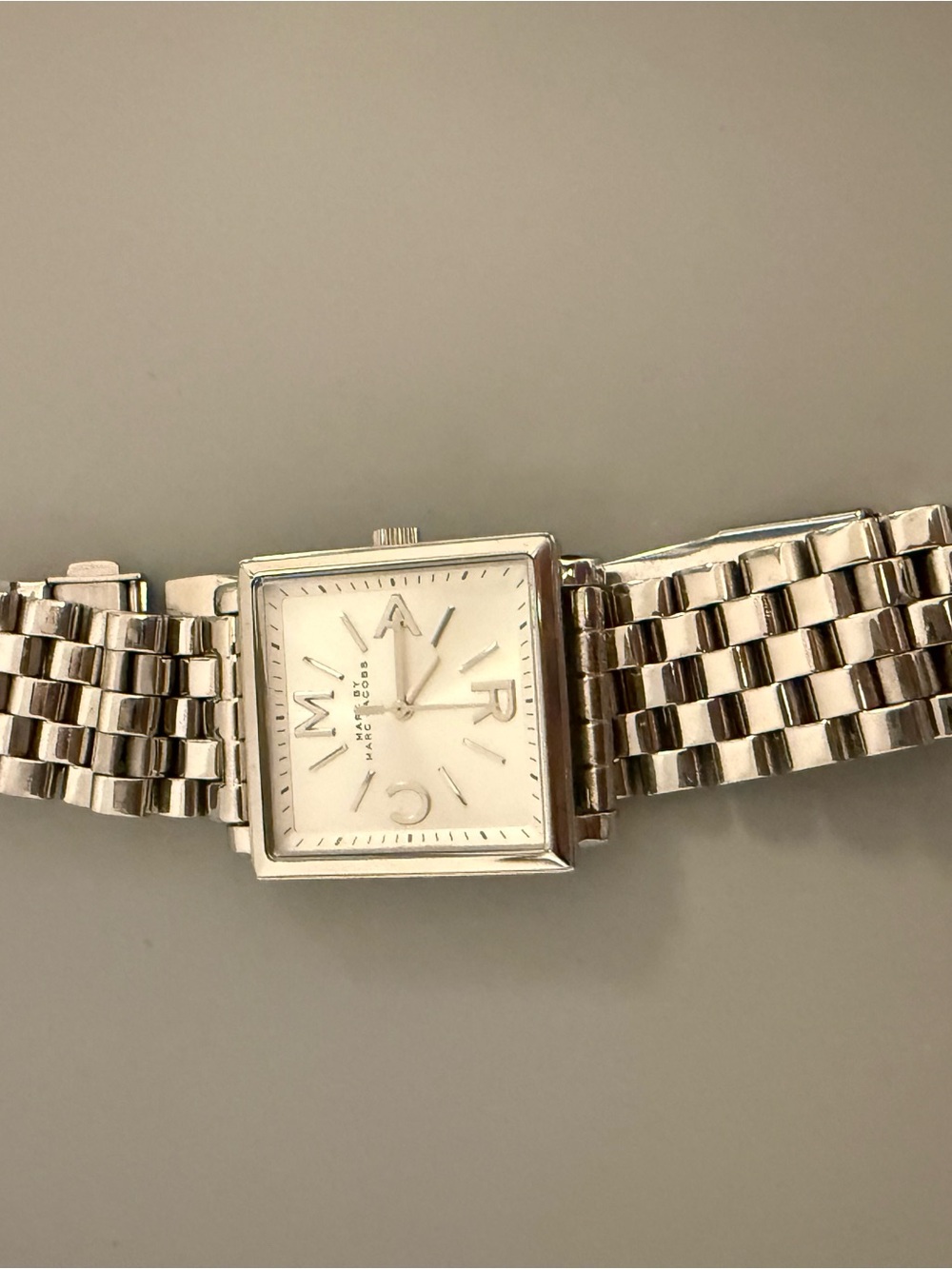 Marc Jacobs Silver Square Stainless Steel Bracelet Watch